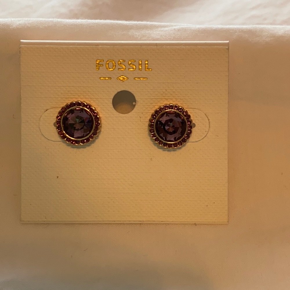 Purple fossil earrings never worn